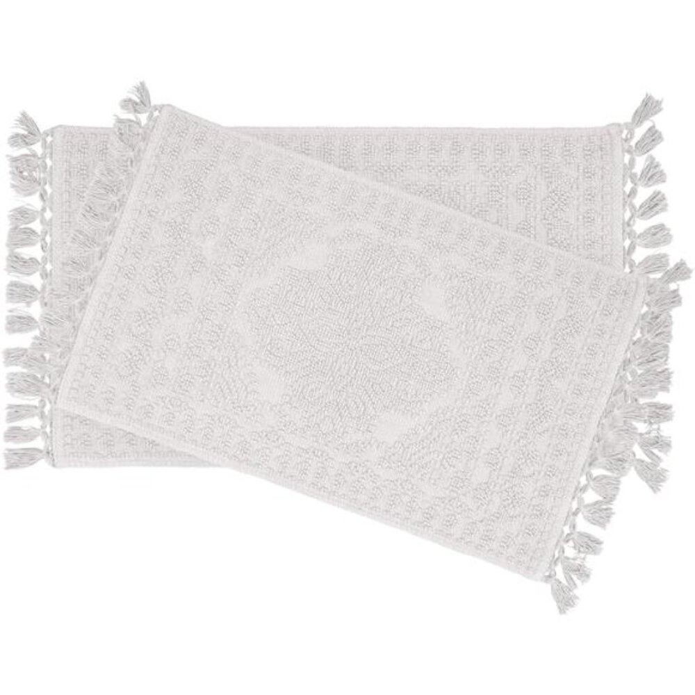 French Connection Nellore Bathroom Rugs Set of 2 Woven and Beaded Bathroom Mats
